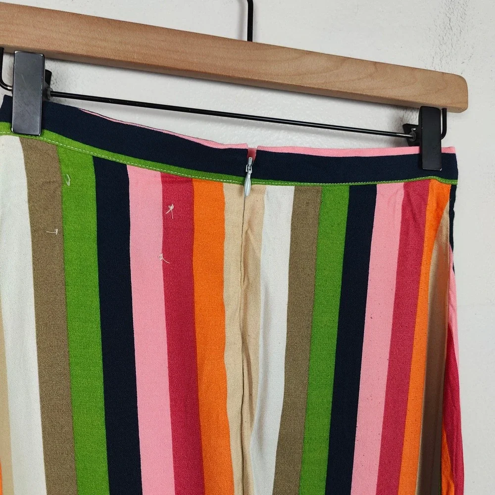 Reformation Bea Skirt Womens 0‎ Multicolored Stripe Viscose Midi Maxi Preppy - Picture 7 of 10